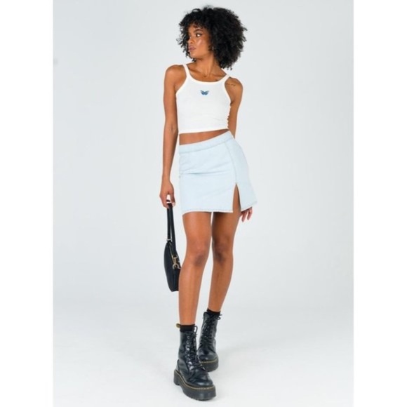 New‎ Princess Polly/Lioness Light Wash Denim Mini Skirt - Picture 1 of 8
